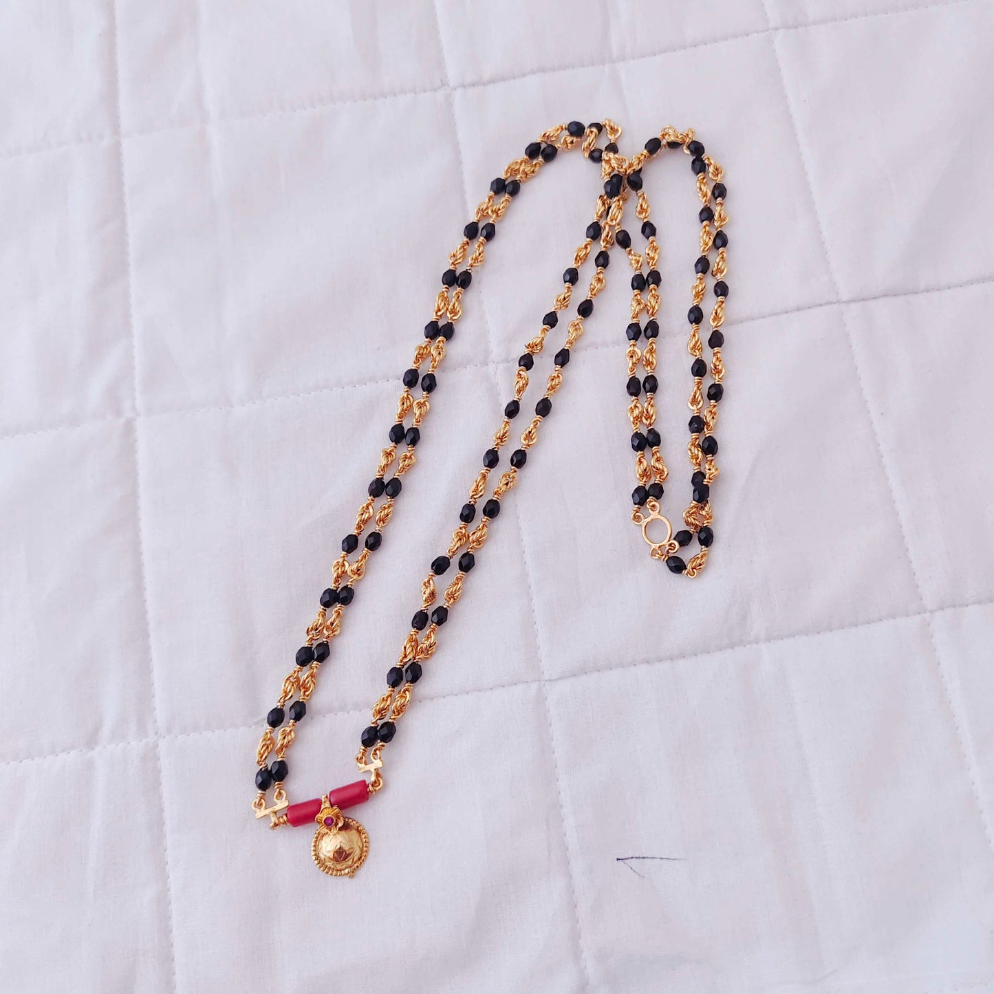 chain silver gold polish block beads chain -rcjr337 92.5 silver ramala jewelry / ramala collections