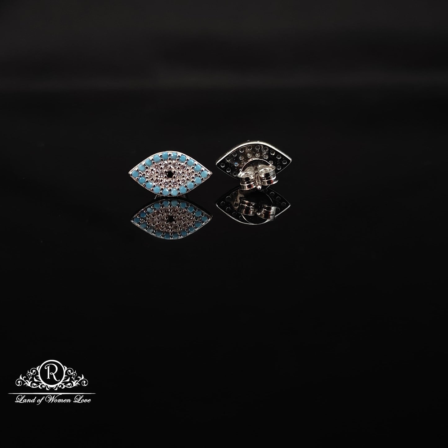 Silver evil eye model earrings-RCHS38-10