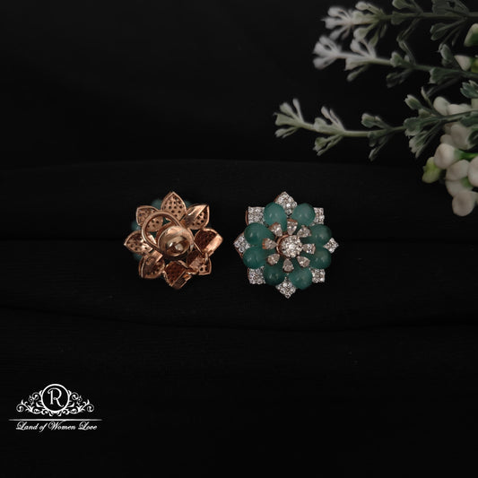 92.5 Silver Fusion Rose gold polish Flower design Studs-RCM1058