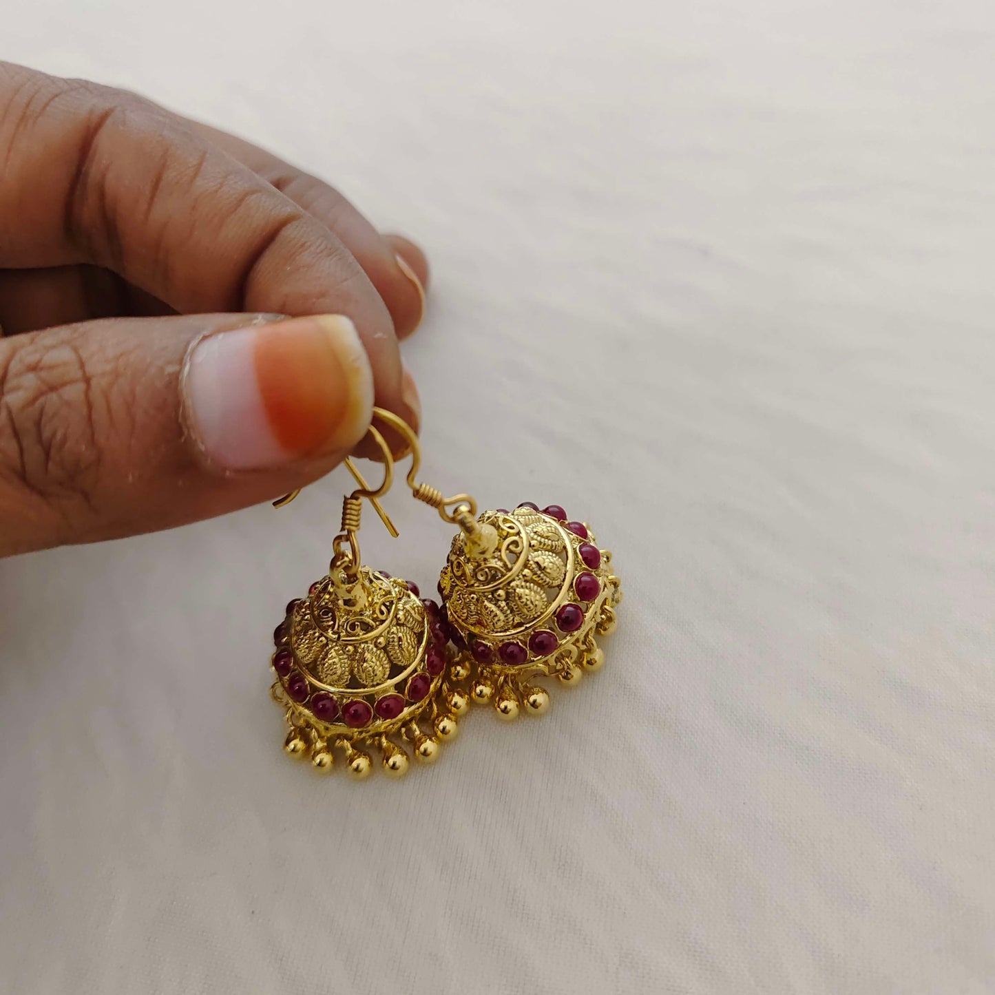 Silver hanging jhumkas -RCH461