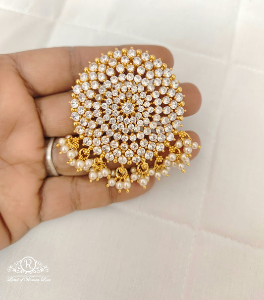 Silver White Stones With Pearls Design Earrings Matching Locket-JR179JR180