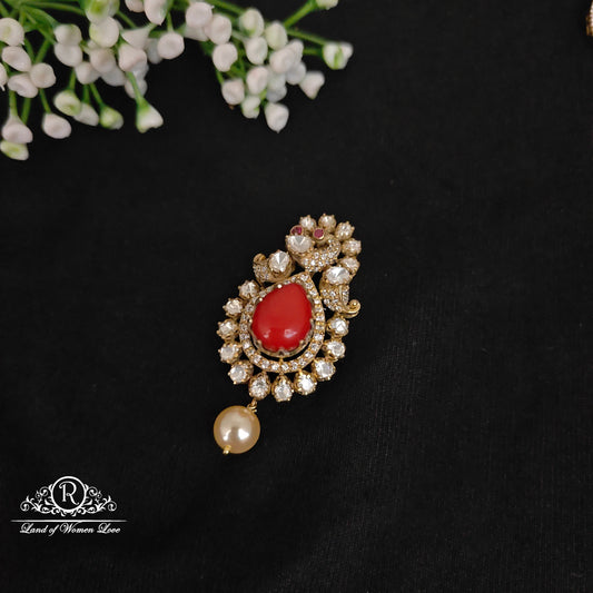 pendant silver moissanite coral pendant -rcnj013 moissanite 92.5 silver ramala jewelry / ramala collections