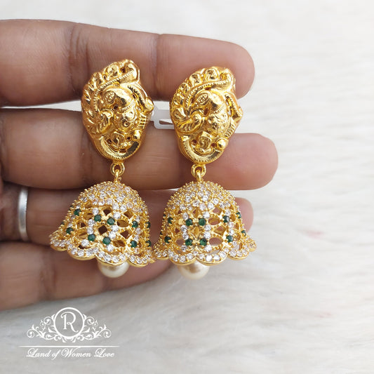 jhumka silver earrings designs-rm34 cz 92.5 silver ramala jewelry / ramala collections