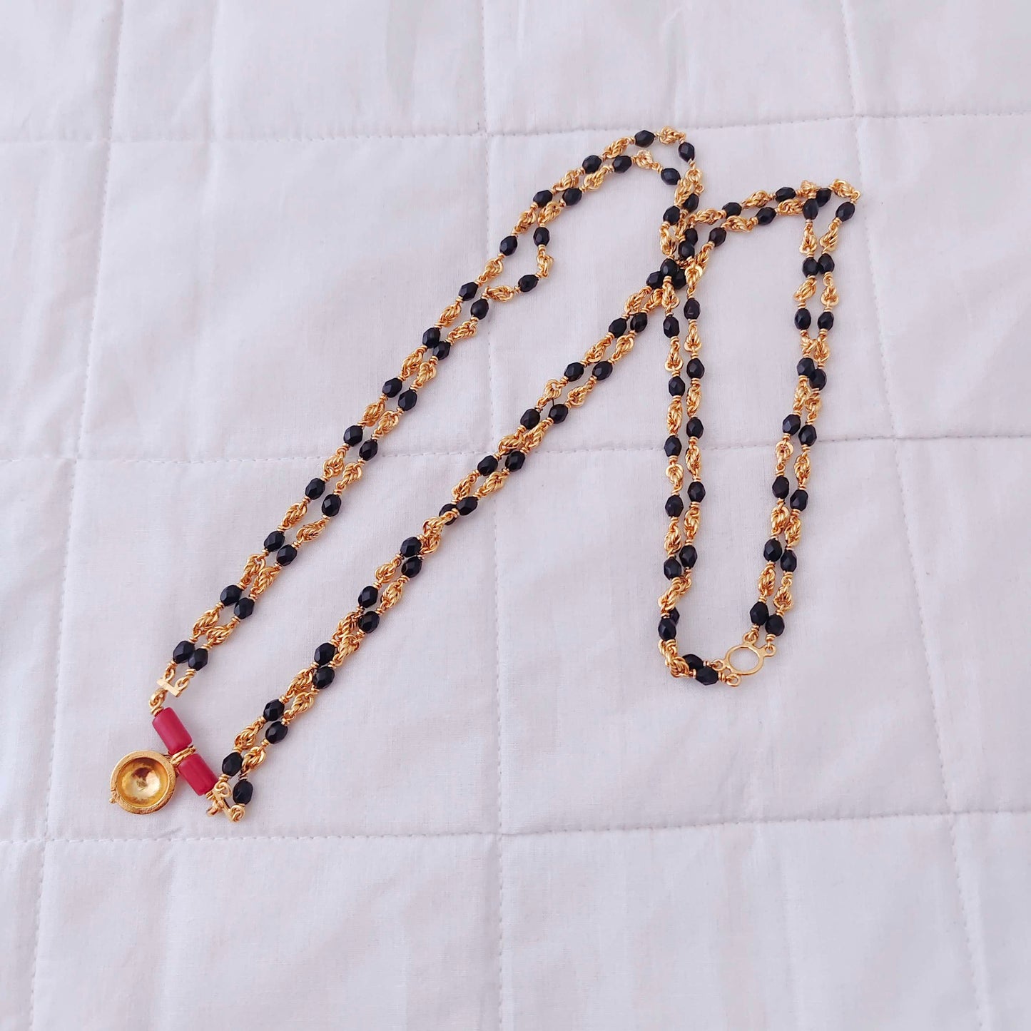 Silver gold polish block Beads Chain -RCJR337