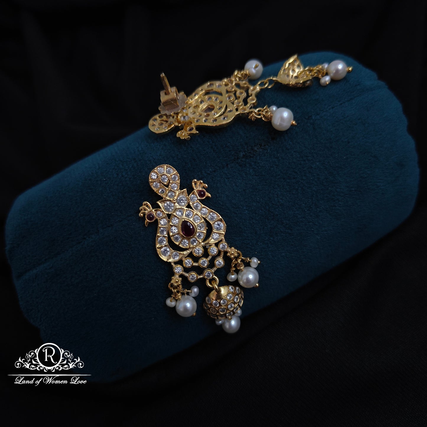 92.5 Silver Peacock design CZ- Stones Beautiful earrings-RCJR767