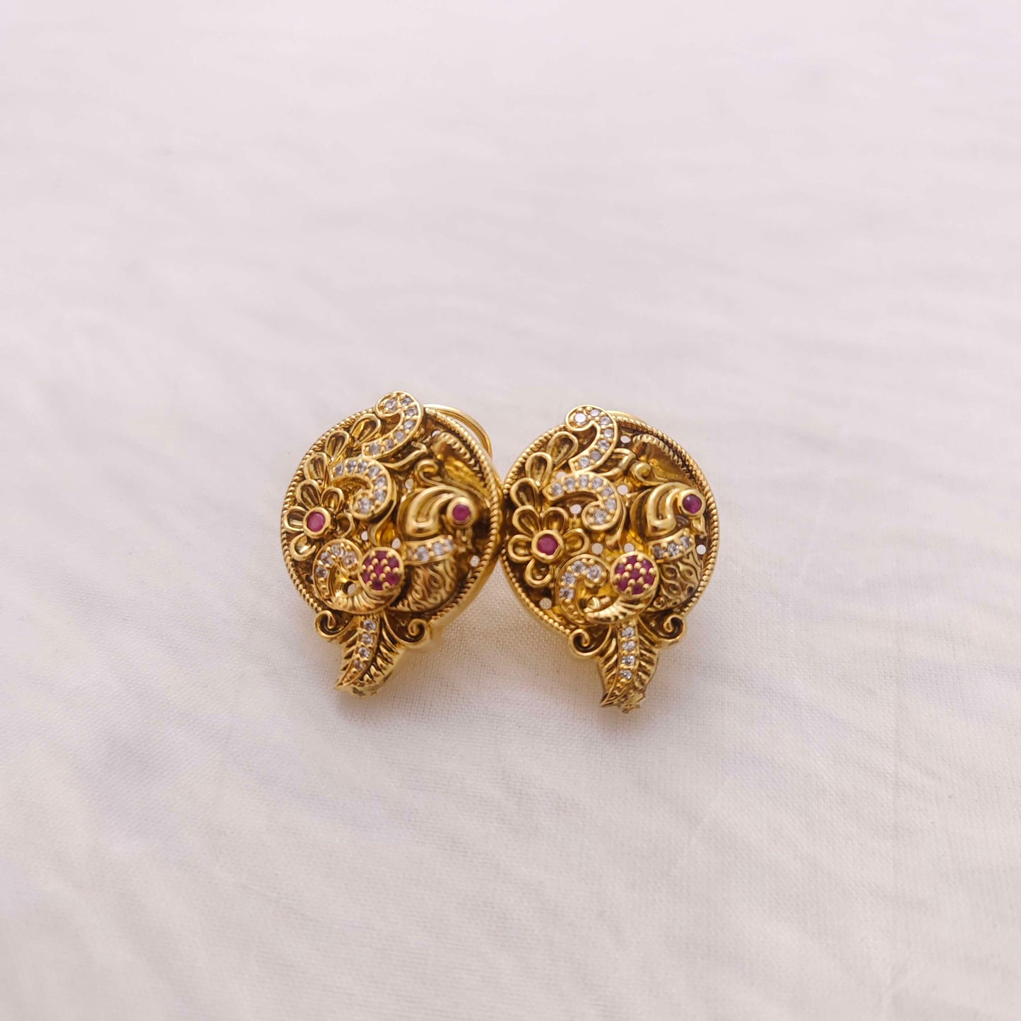 Silver peacock earrings -RCH394