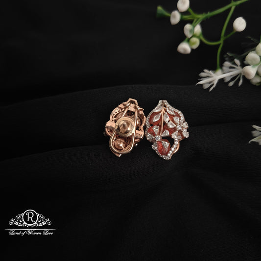 92.5 Silver leaf design fusion Rose gold polish earrings-RCM1060