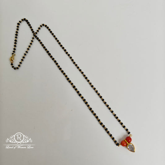92.5 silver simple and cute black beads with locket - rch790 coral 92.5 silver ramala jewelry / ramala collections