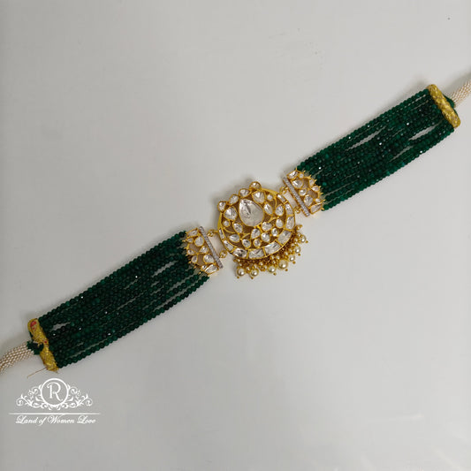 92.5 silver polki green beads chocker-rcsj004 polki 92.5 silver ramala jewelry / ramala collections