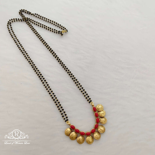 Silver black beads chain with locket -RCC300