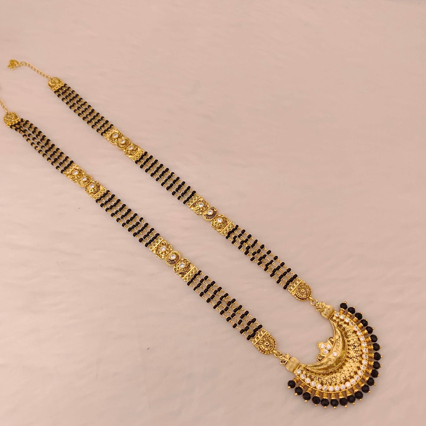 earrings silver black beads chain with locket - rcd434 92.5 silver ramala jewelry / ramala collections