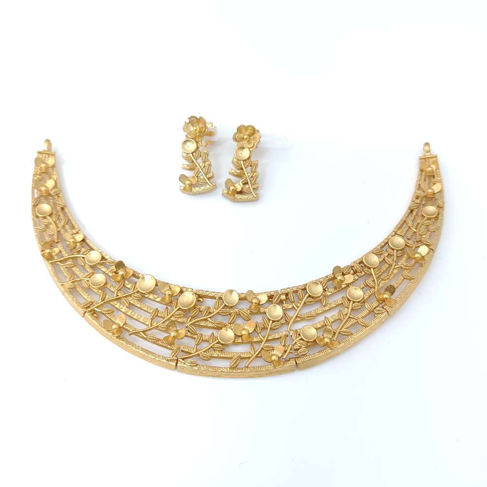 Silver base gold polish leaf Design Necklace-RCT198