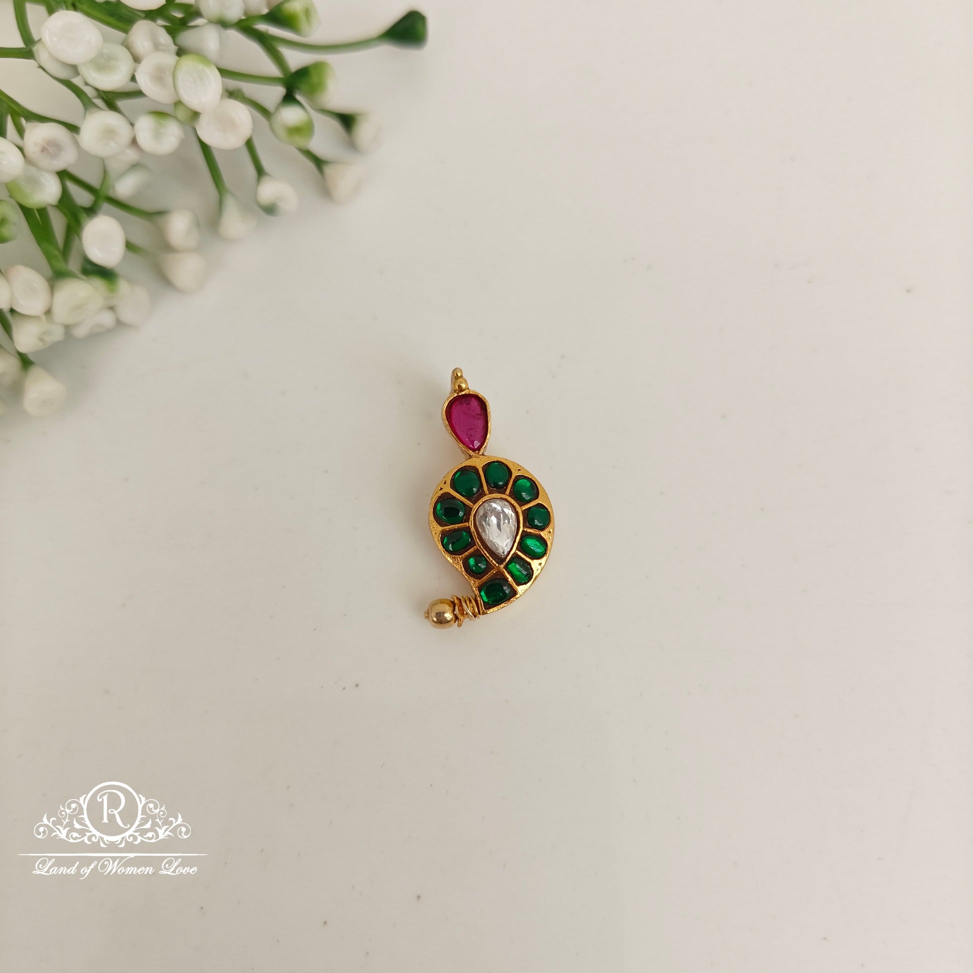 pendant 92.5 silver simple and cute kundhan pendant-rcp161 92.5 silver ramala jewelry / ramala collections