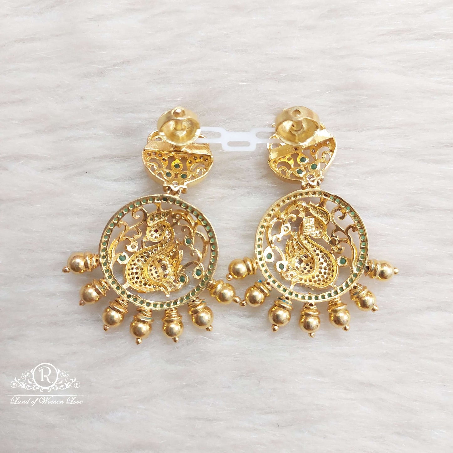 Silver Peacock Earrings-SA201