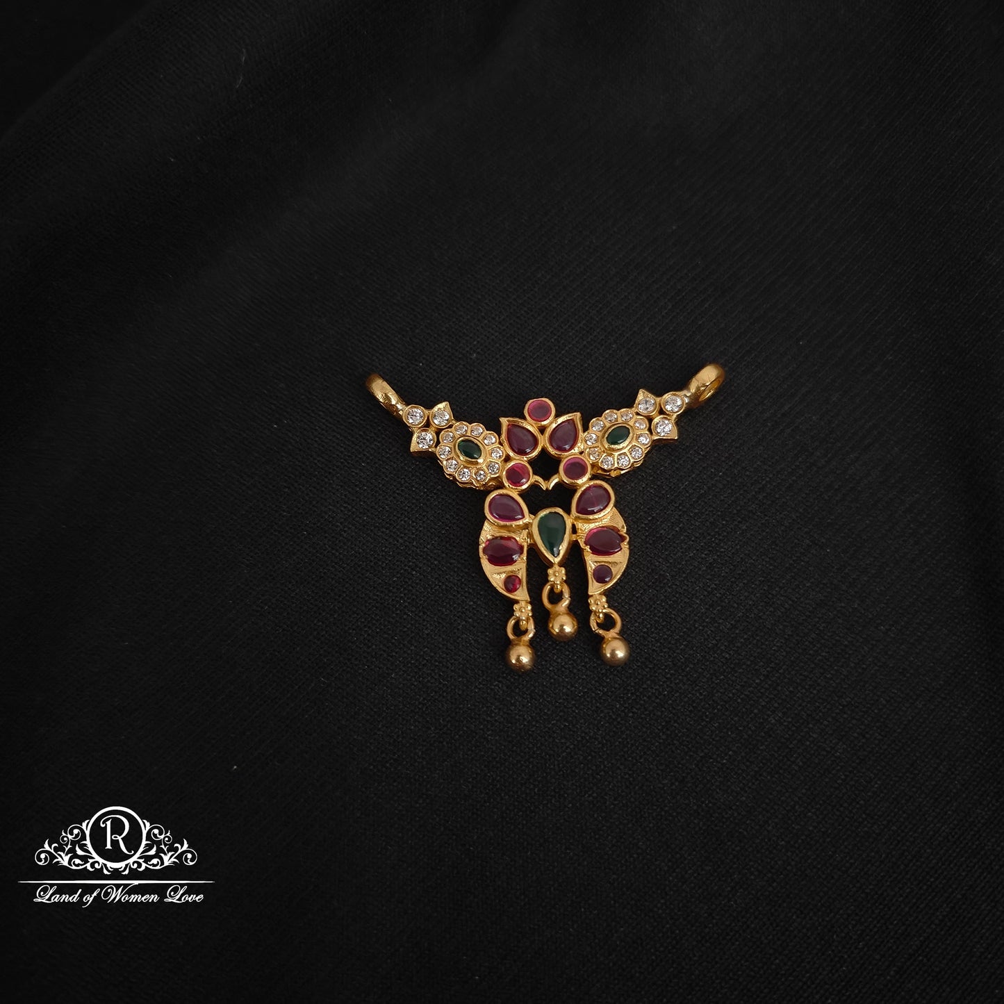 92.5 silver simple and cute mala locket with gold balls hangings -rc06m1262 92.5 silver ramala jewelry / ramala collections