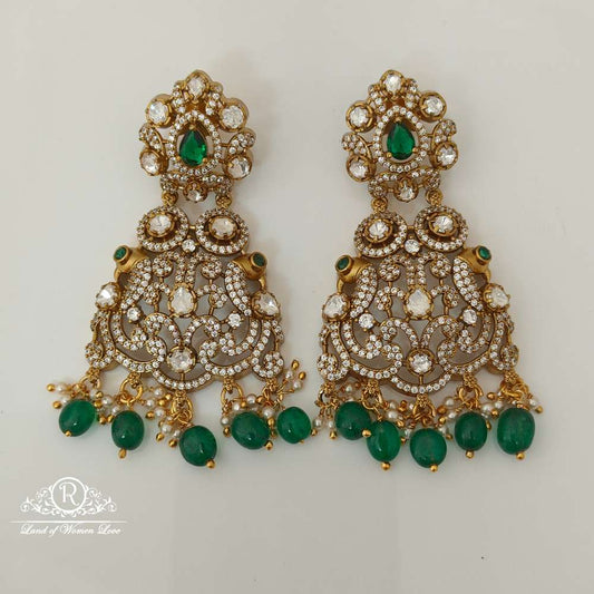 earrings silver victorian moissanite peacock design earrings-rcz34 moissanite 92.5 silver ramala jewelry / ramala collections