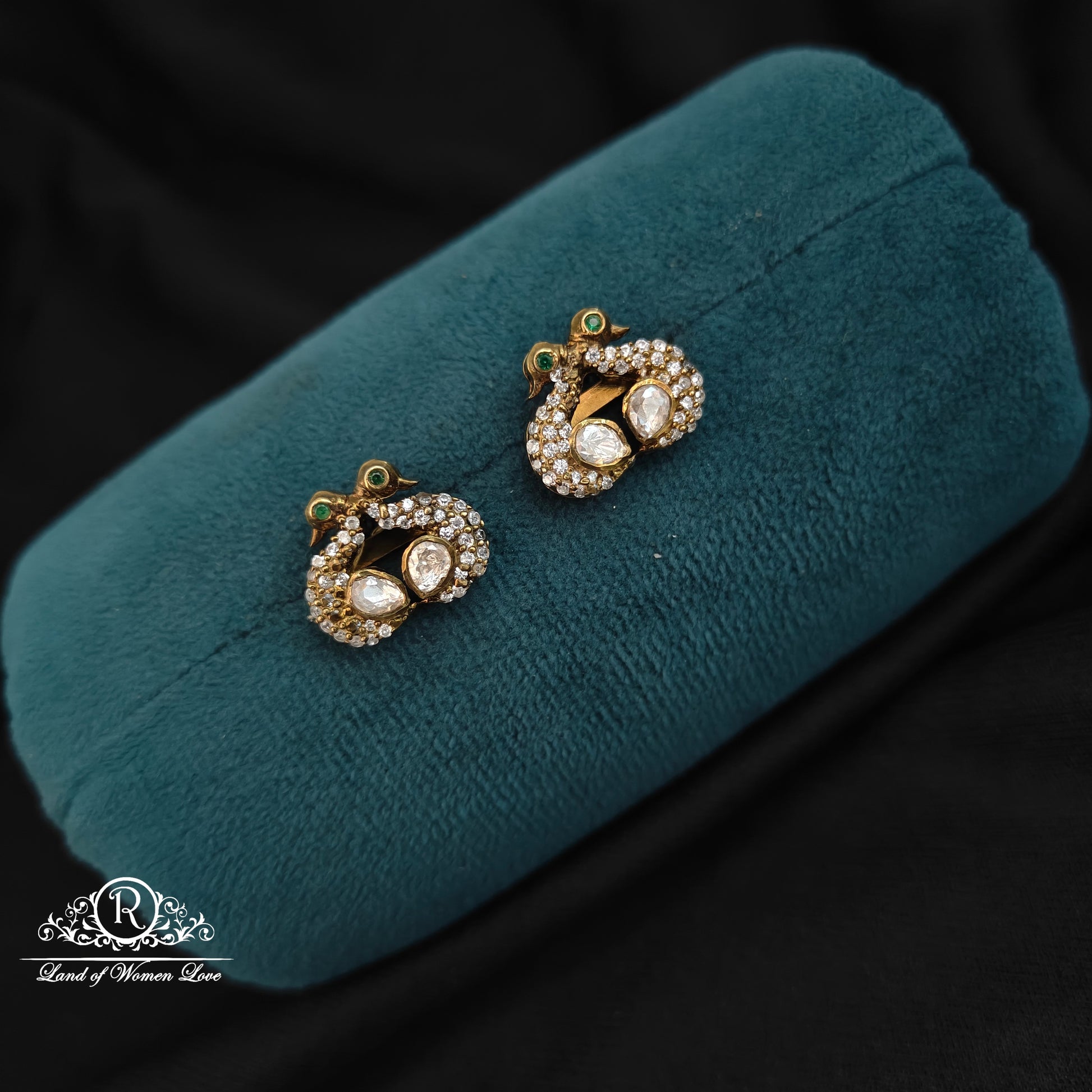 stud 92.5 silver victorian peacock studs -rccp326 92.5 silver ramala jewelry / ramala collections