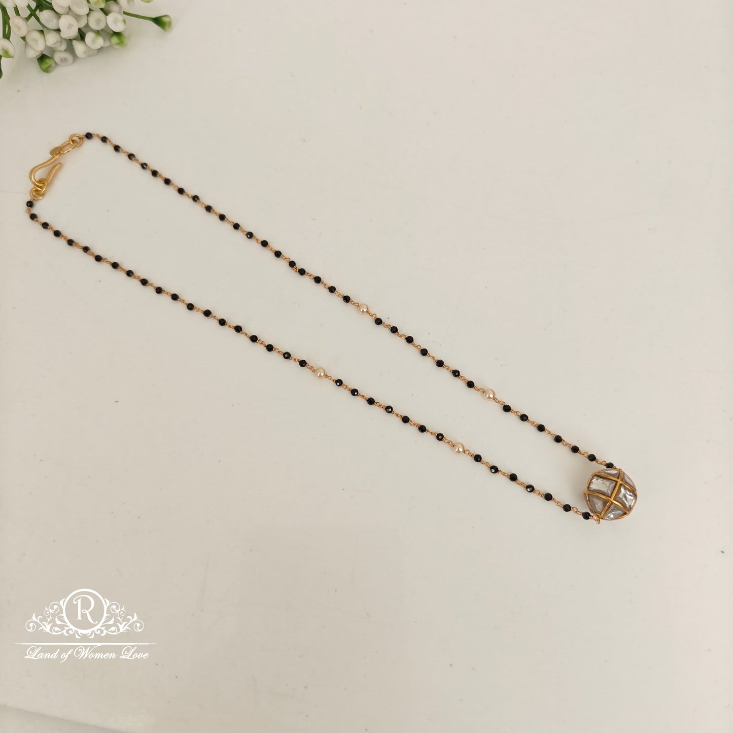 92.5 silver simple and cute black beads - rch944 92.5 silver ramala jewelry / ramala collections