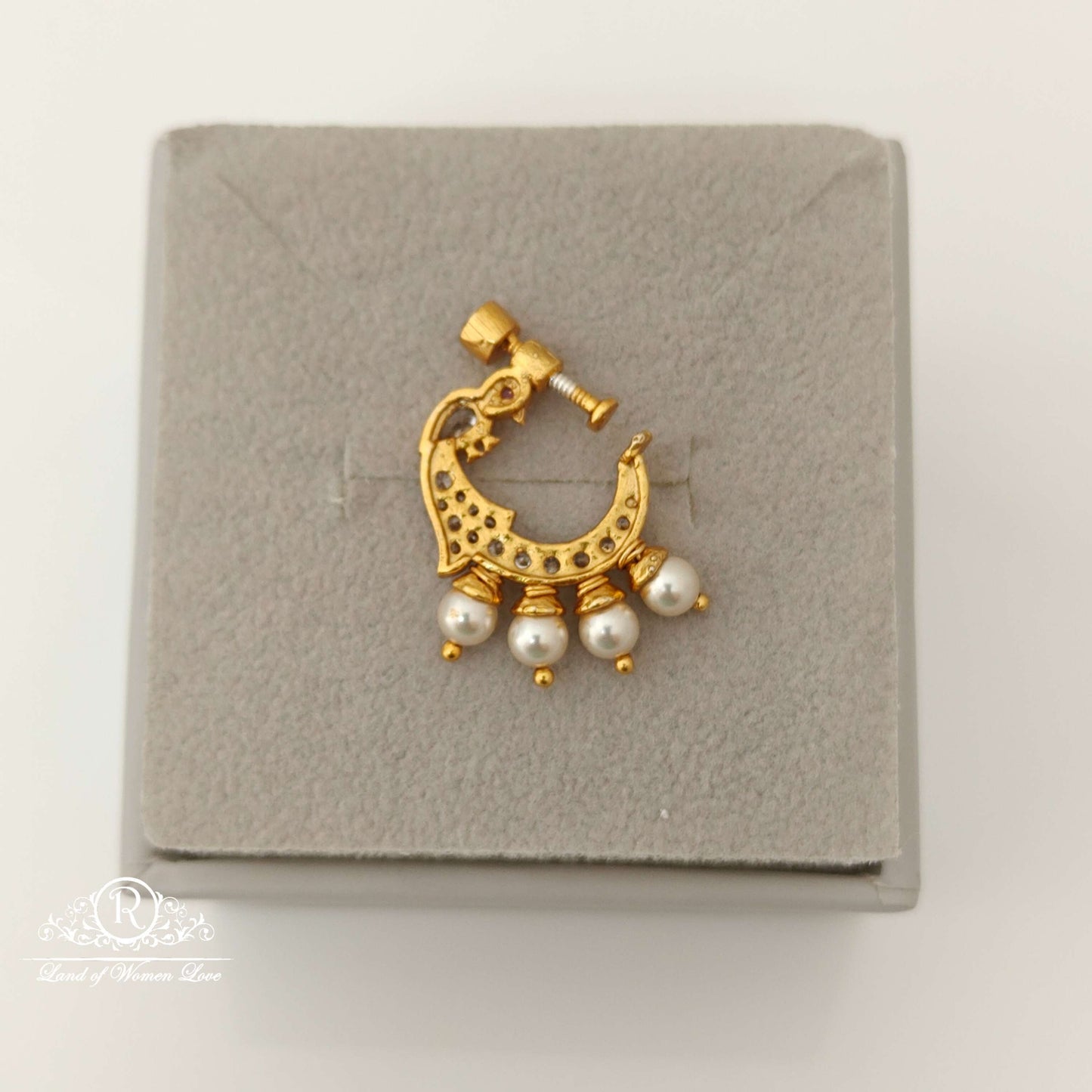 Silver Peacock Design Nose pin-RCJR664