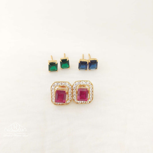 Silver Changeable Stones Earrings-SA466