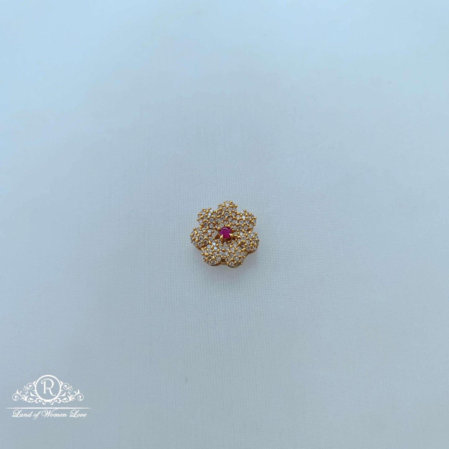 pendant silver cz-flower side locket -rcd373 cz 92.5 silver ramala jewelry / ramala collections