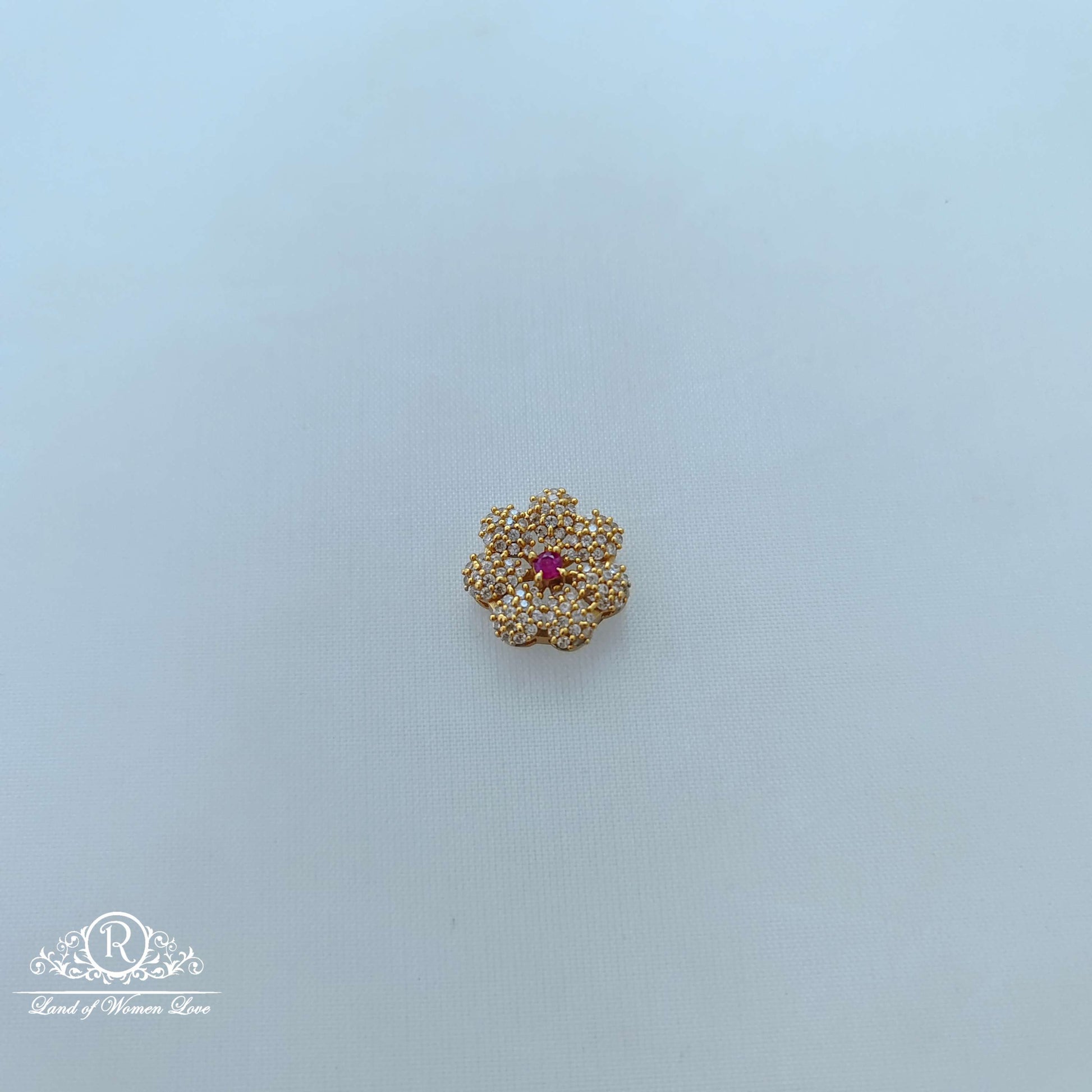 pendant silver cz-flower side locket -rcd373 cz 92.5 silver ramala jewelry / ramala collections