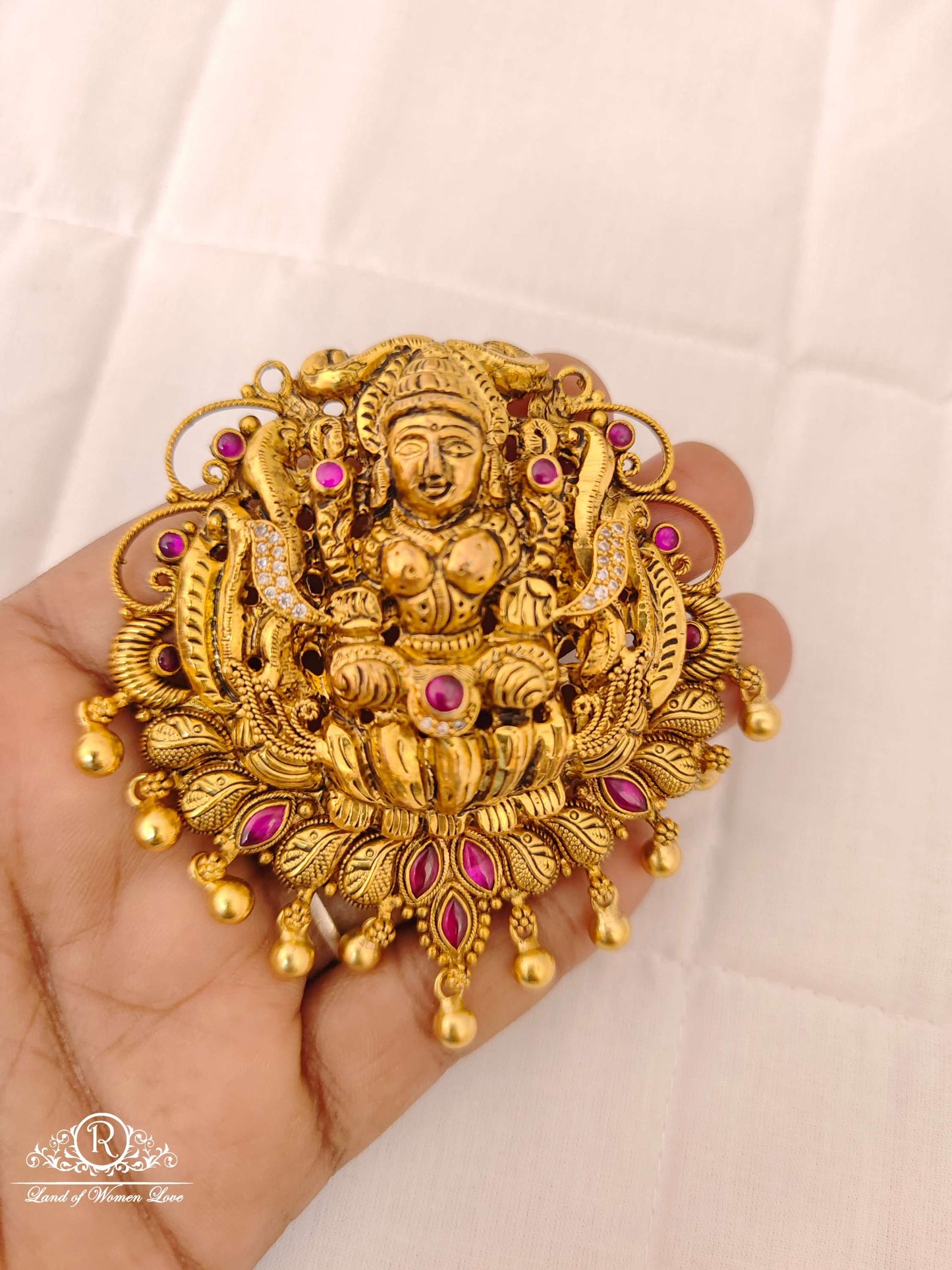 Silver Lakshmi Devi mala Locket-V049