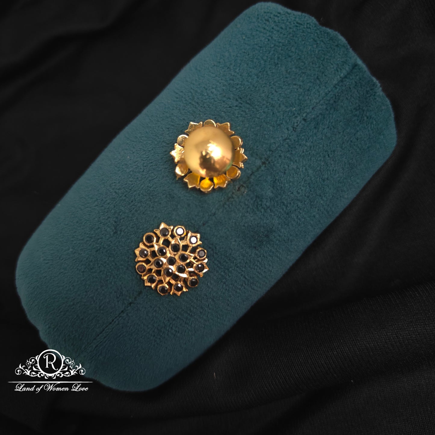 92.5 Silver Black stones Studs-RCK247