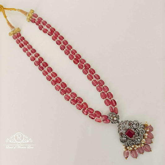 pink beads mala-rch614 92.5 silver ramala jewelry / ramala collections