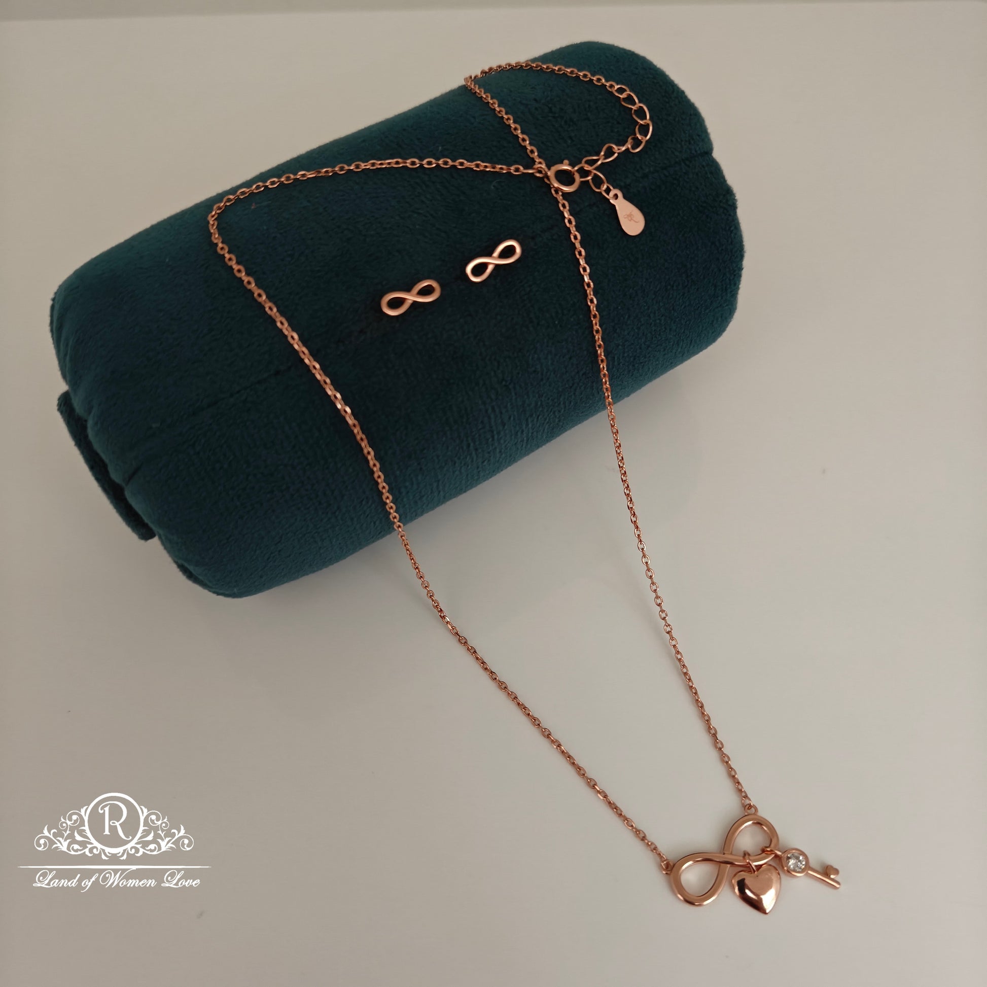 earrings 92.5 silver rose gold polish necklace with earrings set -rcvh06 92.5 silver ramala jewelry / ramala collections