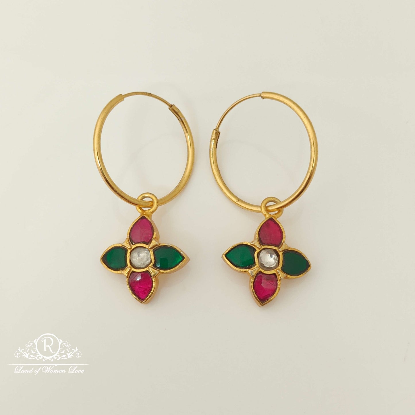 Silver Kundan Stones Design Earrings- RC87-75P59