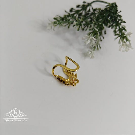 92.5 Silver Flower design pink and white stones Vanki Ring-RCDS0190