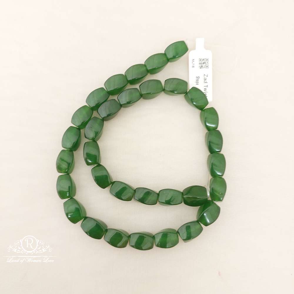 Zad Twisted Shape Green Beads-MJ18
