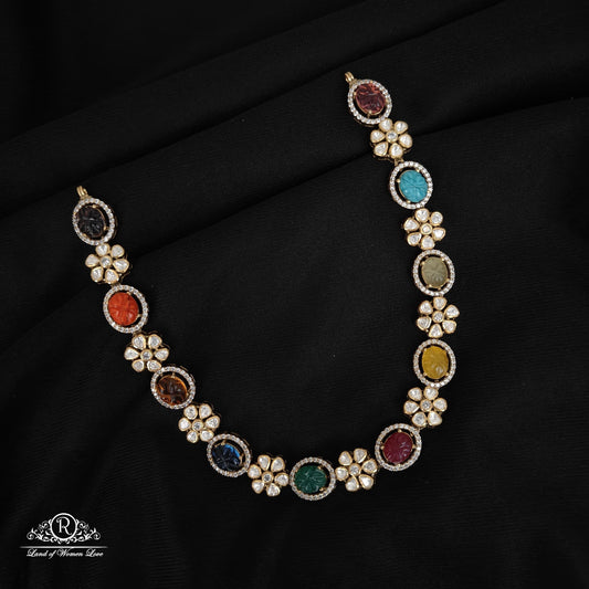 necklace silver navaratna moissanite necklace -rckk4 navaratna 92.5 silver ramala jewelry / ramala collections