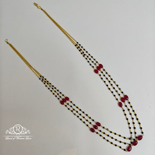 92.5 silver three lines ruby and crystals black beads-rcah10 ruby 92.5 silver ramala jewelry / ramala collections