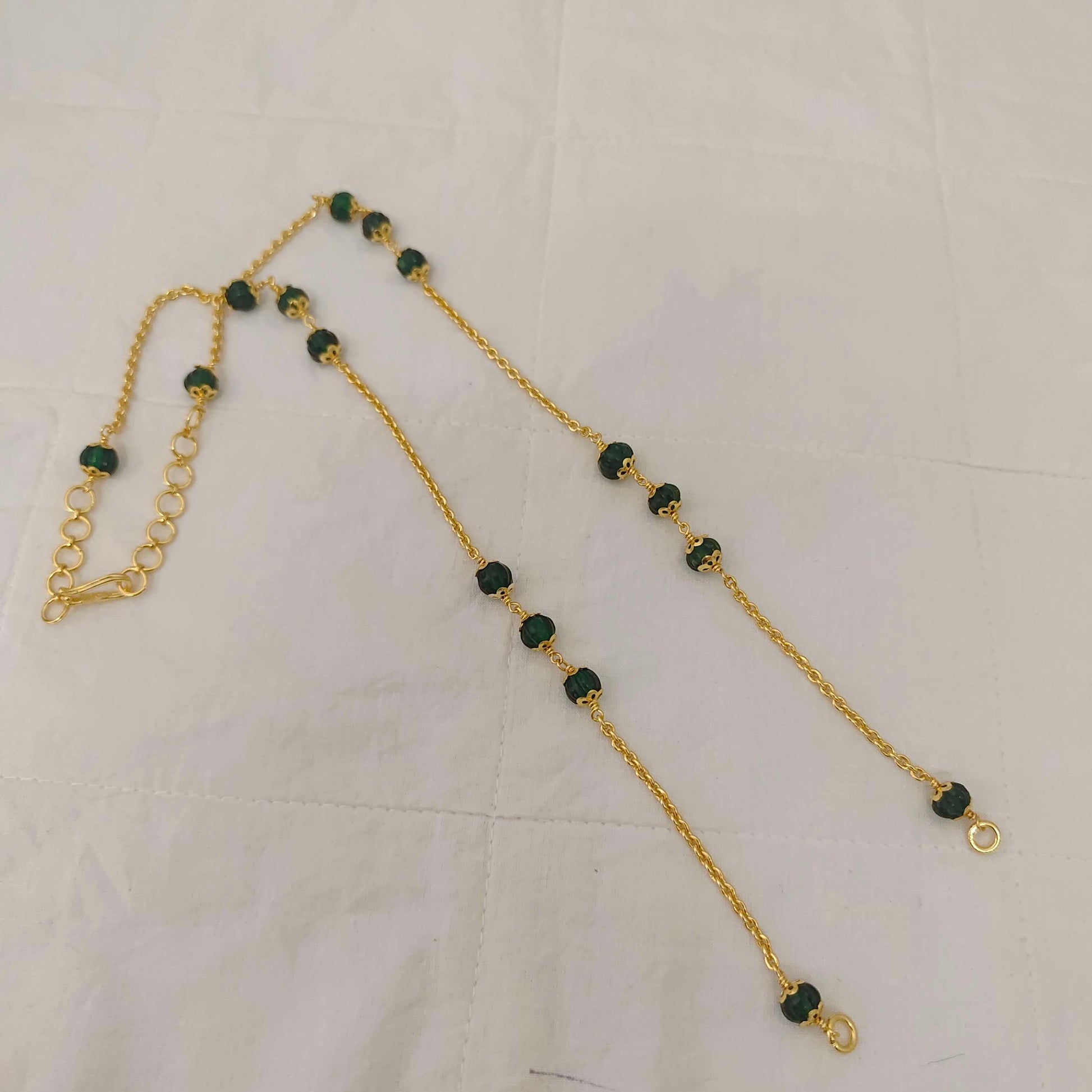 chain silver chain with green colour pumpkin beads -rch319 92.5 silver ramala jewelry / ramala collections