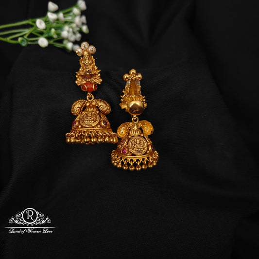 92.5 silver simple and Cute  earrings with Lakshmi Devi Design  -RCZ83
