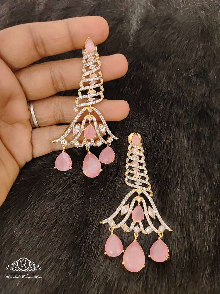 Silver CZ- White Stones Dimond Design Earrings-RCJR237