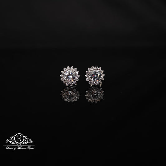 stud silver flower cz- stud earrings -rchs39-1 cz 92.5 silver ramala jewelry / ramala collections