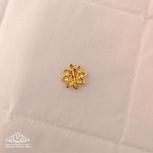 Silver White Stones Side Flower Design Small Pendent-JR144