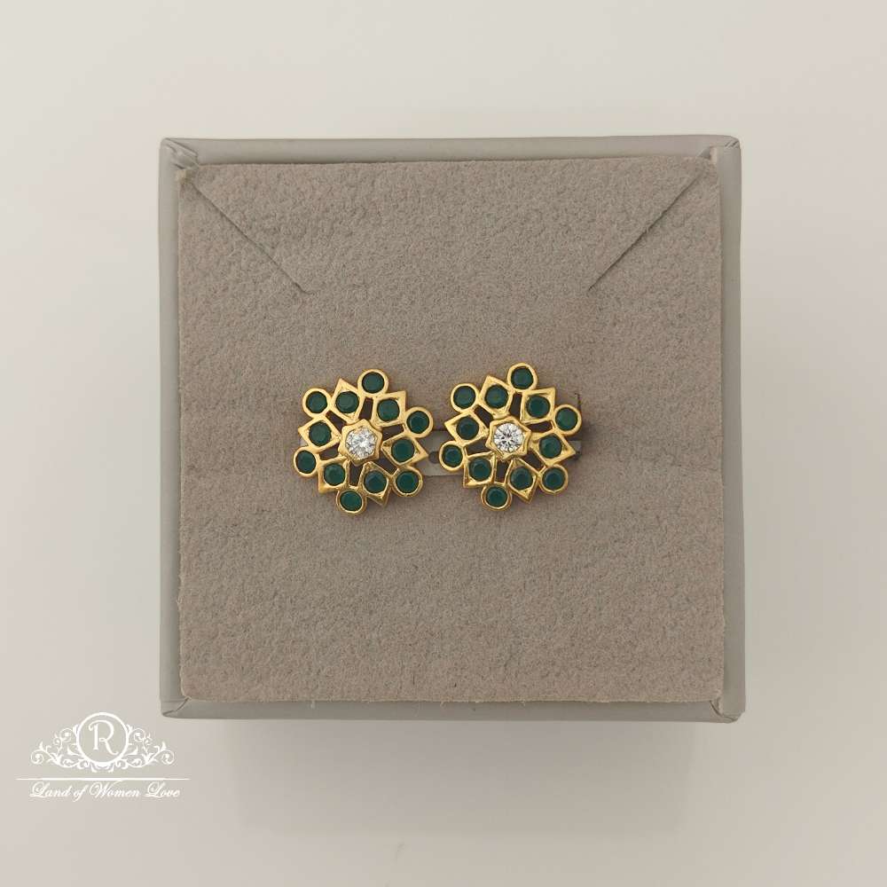 stud silver green stones design stud earrings-rccp167 92.5 silver ramala jewelry / ramala collections