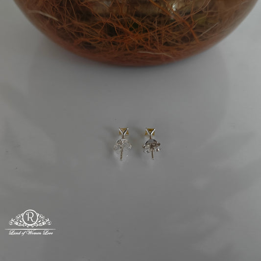 92.5 Silver golden yellow coloured  stud earrings-RCHS34-3
