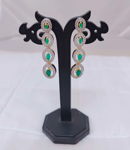 earrings silver cz-gold polish earrings design -rcp042 cz 92.5 silver ramala jewelry / ramala collections