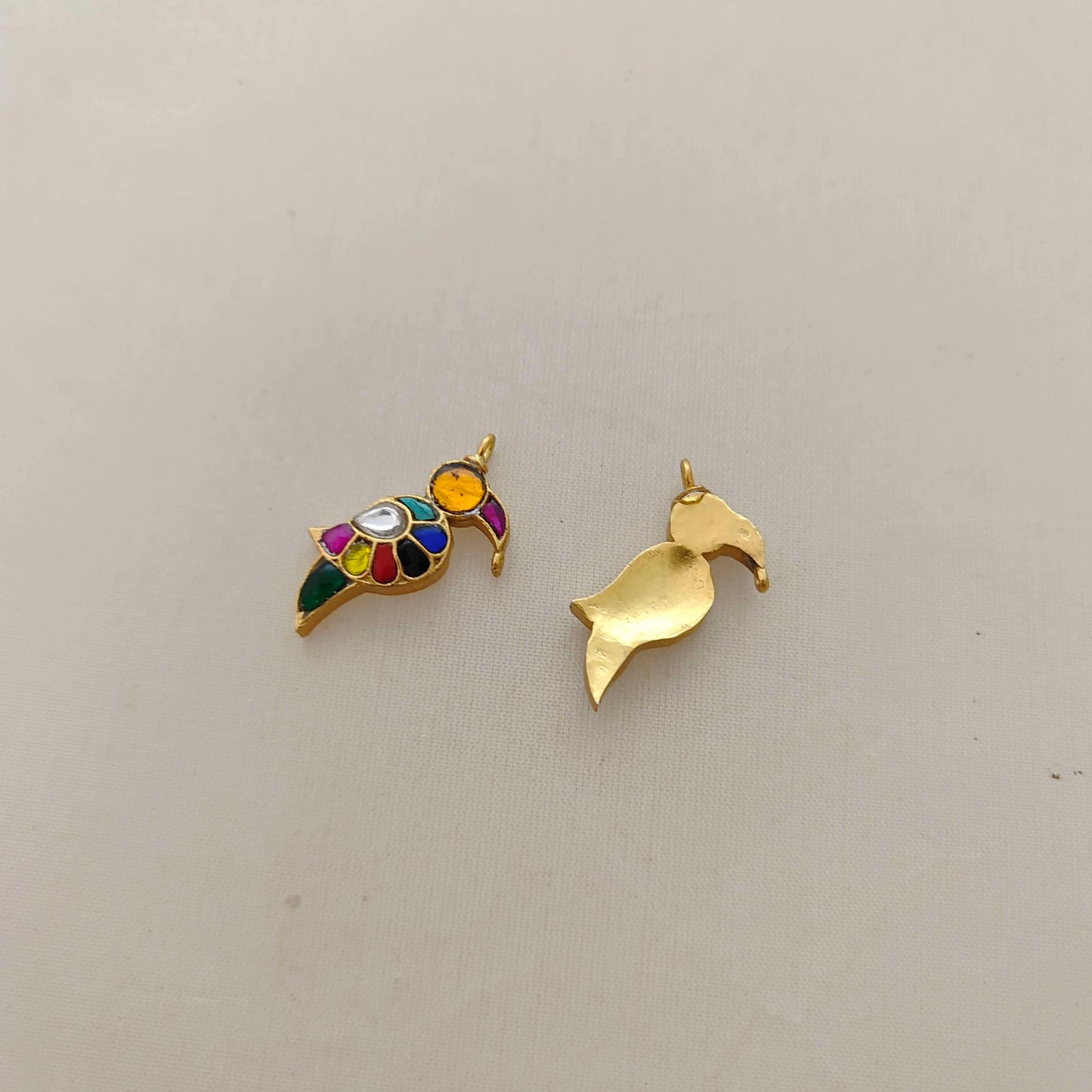 Silver kundan navaratna bird pendant -RCD261