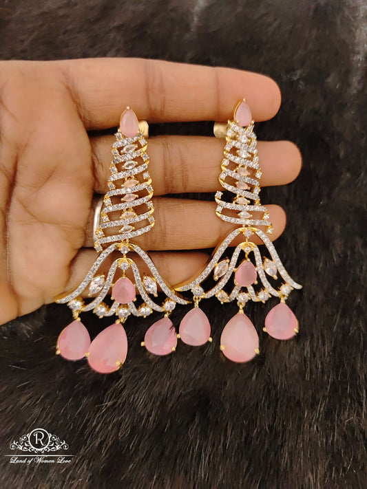 earrings silver cz- white stones dimond design earrings-rcjr237 cz 92.5 silver ramala jewelry / ramala collections