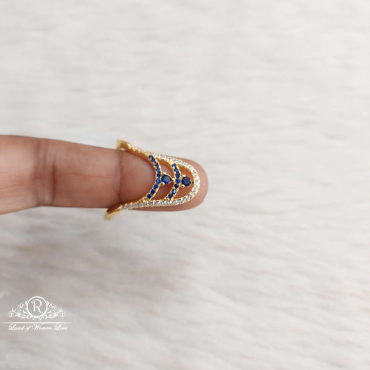 Silver Blue Stones Finger Ring-SA128