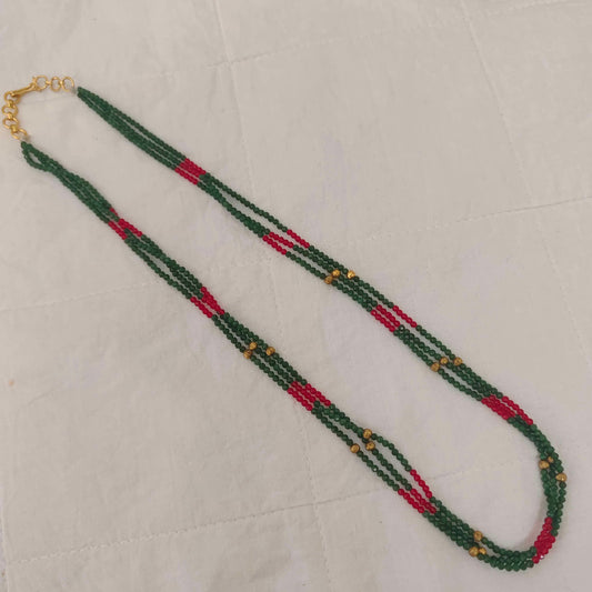 beads mala green & red colour middle gold ball rch317 92.5 silver ramala jewelry / ramala collections