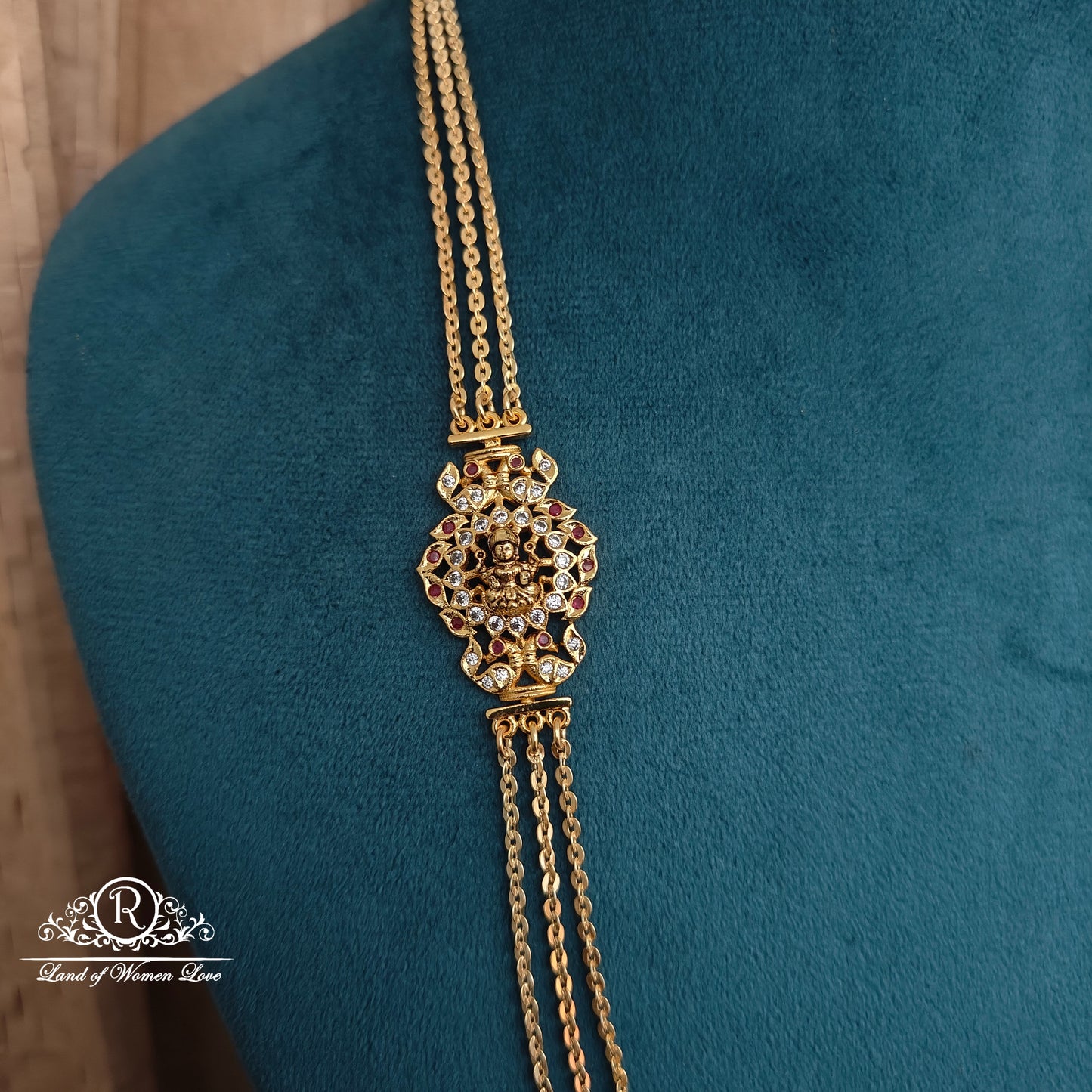 92.5 Silver Lakshmi Devi locket Chandra haram - RCH974