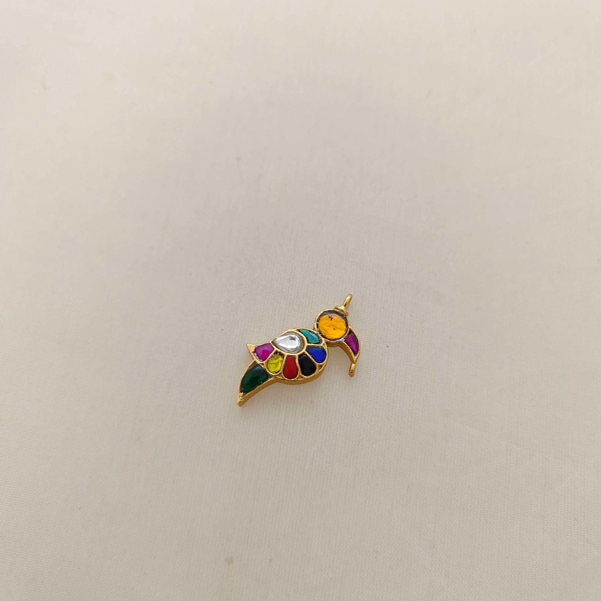 pendant silver kundan navaratna bird pendant -rcd261 navaratna 92.5 silver ramala jewelry / ramala collections