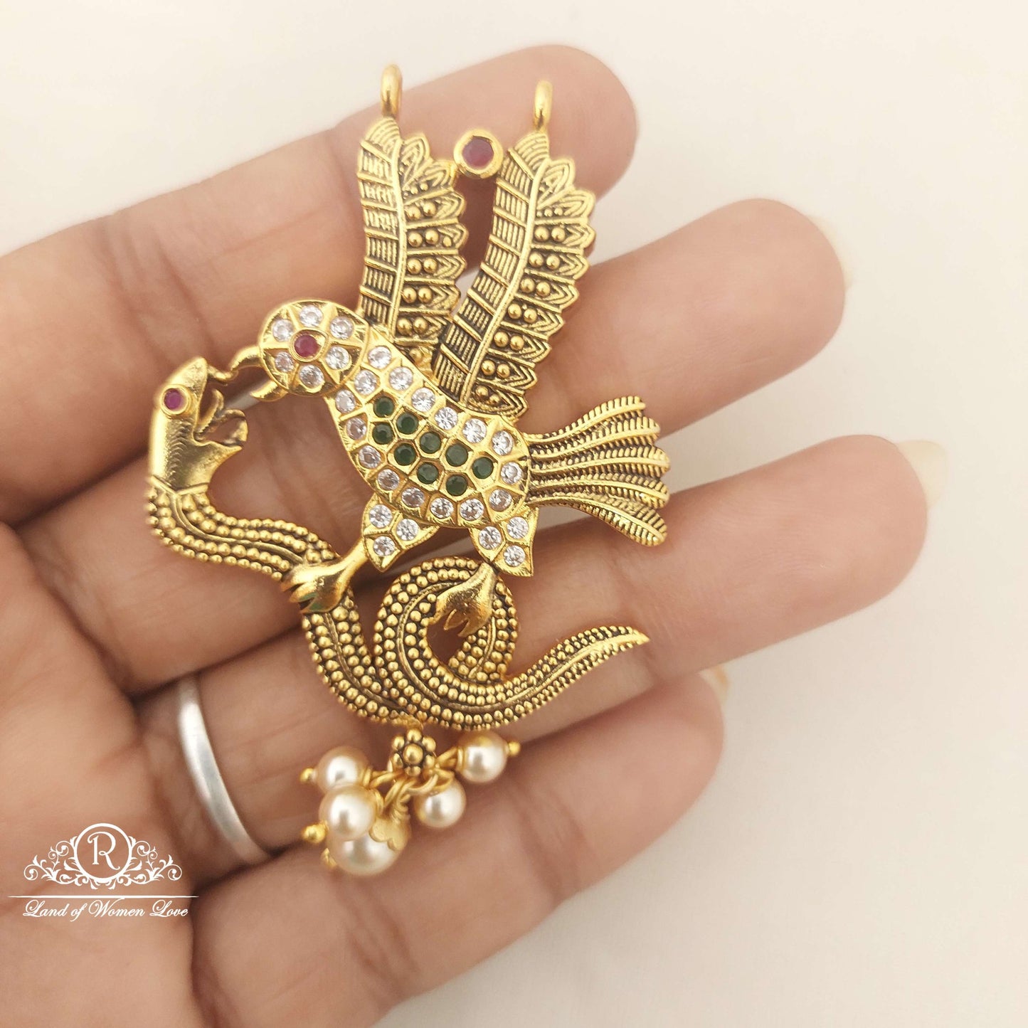 Silver Snake With Egale Design Locket-M187-1